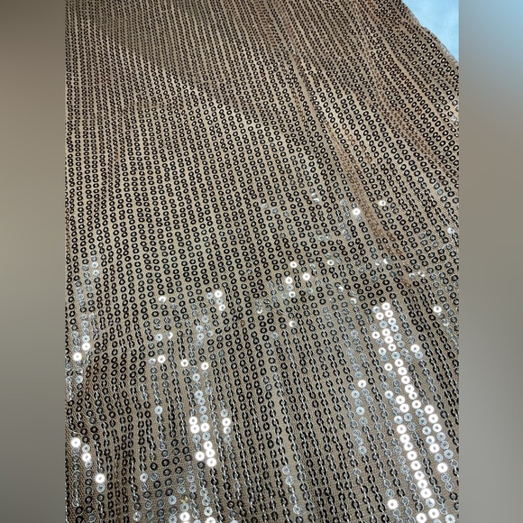 Lulu's Rose Gold Sequin V-Neck Swing Mini Dress - Picture 4 of 5